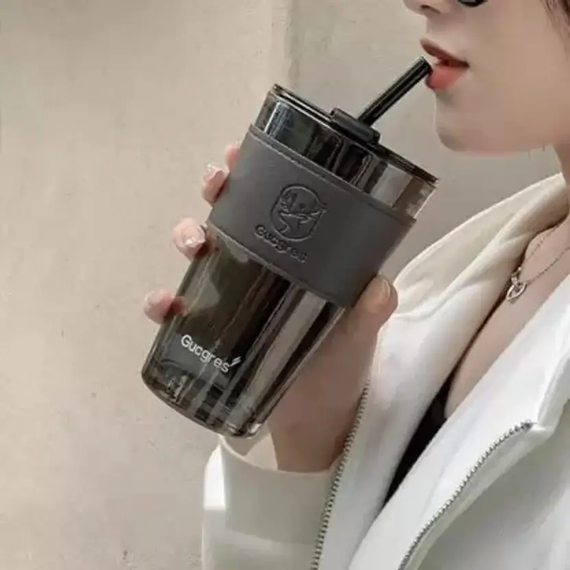 Flopper™ - Glass Sipper with Leather Grip